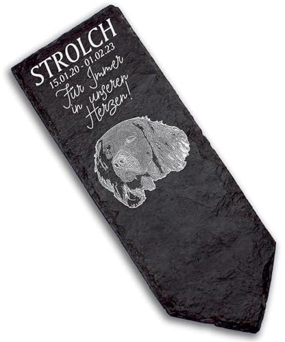 DEKOLANDO Grabstecker Grabschmuck Grabstein - Kleiner Münsterländer - Personalisiert Grab Deko 22x8 Grabdekoration