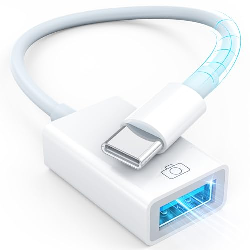USB C auf USB 3.0 Adapter, Kamera Adapter USB OTG Kabeladapter USB Typ C zu USB Typ A Stecker Adapter für iPhone 15 Plus Pro Max/Samsung/iPad/Camera/USB Stick/U Disk/SD Kartenleser/Tastatur/Maus usw