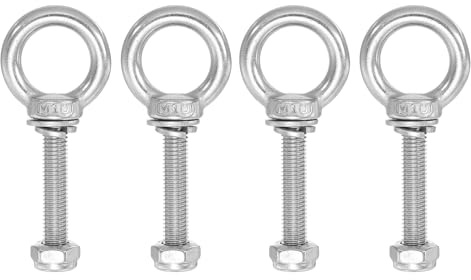PATIKIL Boulons d'Œil d'Épaule de Levage M10x60 Acier inoxydable 304 Filetage Mâle avec Joint d'Écrou à Vis Hexagonale Rondelle Plate pour Suspendre Chaîne Câble Métallique, 4 ensembles