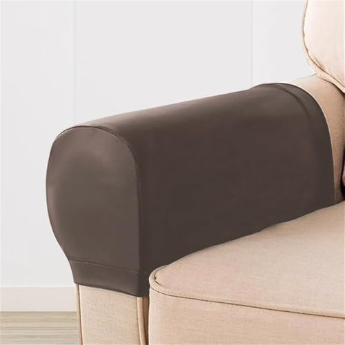Fansu Funda Reposabrazos Sofa 2 Par de Protector de Reposabrazos Sofa, Cuero PU Funda para Brazos de Sofa Antimanchas Funda Elástica Reposabrazos Sillon Extraíble y Lavable (café)