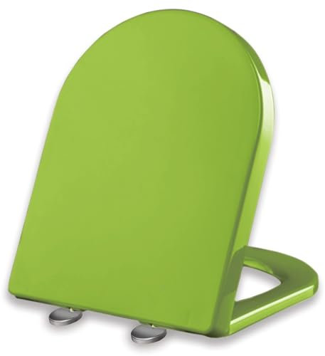 Giural Colored Toilet Seat Slow Close, D Shaped Toilet Seat with Cover, Soft Close Toilet Seat Quick Release Hinges, And Non-Slip Bumpers,Green