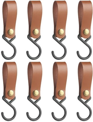 Rebellious Pack PU Leder S Haken Ohne Bohren Aufhängehaken Ledergürtel Mit Haken Multifunktionales S Haken Set Zum Aufhängen
