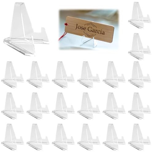 25 Pezzi Acrilico Cavalletto Espositore Carte Collezionabili, 5.3 x 5.5cm Espositore Monete, Acrilici Stand Carte Trasparenti, Supporto Monete Triangolare, per Medaglie, Orologi da Tasca, Foto