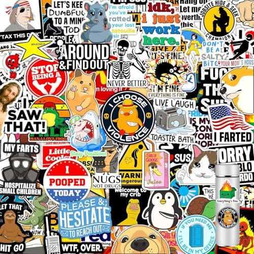 120 Pcs Funny Stickers for Adults, Scrapbook Stickers for Kindle | Prank Hilarious Sticker Pack | Waterproof Cool Sticker for Laptop, Hard Hats, Sarcastic, Scrapbooking Decals