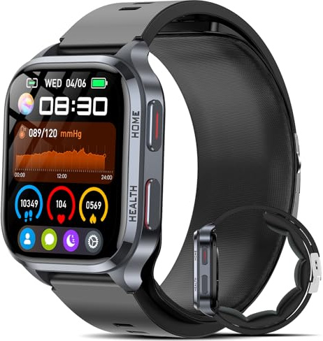 Smartwatch per la Pressione Sanguigna con Pompa ad aria, 2.01''Orologio con Lipidi dell'acido Urico/Temperatura Corporea/Sonno/Condivisione Dati Sanitari Domestici/𝐆li𝐜𝐞𝐦𝐢𝐚/Controllo Accessi NFC