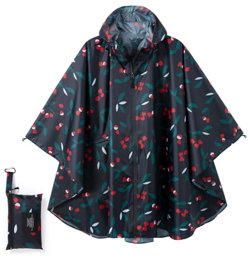 Royalotic Fashion Hooded Rain Poncho Waterproof Raincoat Jacket with pocket for Women/Men/Adult