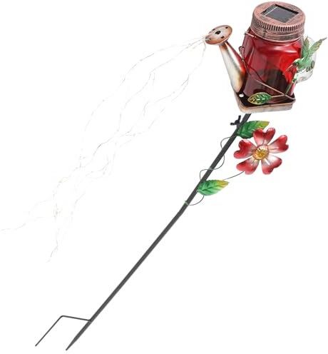 TINEASUR Lampadaire Lumière De Clôture Solaire Lumières Dehors Pouvoir Lampes Solaires Jardin Arrosoir Avec Lumière Déco De Jardin Pour L'extérieur Alimenté Solaire Plastique Rouge