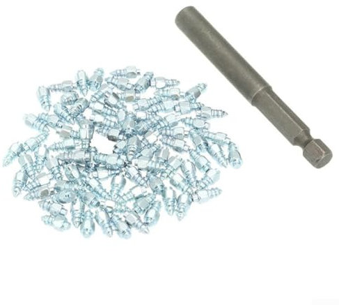 Zoegneer 100 Stück Reifenbolzenschrauben 4 x 9 mm Anti-Rutsch-Reifenspike-Set Anti-Rutsch-Reifenbolzen Wolframstahllegierung Autoreifen Bolzenschraube für Schneemobil, Traktor, Motorrad, Fahrräder