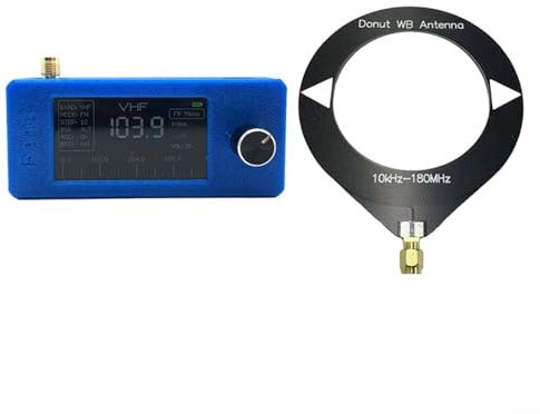 Emiif SI4732 Receptor de radio Dab de bolsillo 0.5-108MHz Mini FM AM LSB USB HF SW para pantalla IPS MW VHF de 1.9 pulgadas, control ESP32-S3 (azul)