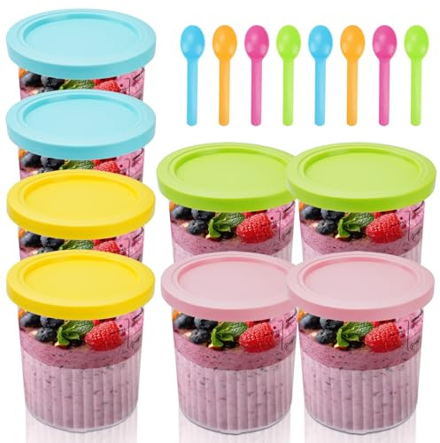 8er Behälterpack für Ninja Creami Deluxe Pints, Pintbehälter kompatibel mit NC501, NC500 Serie, 680 ml, BPA-frei, spülmaschinenfest (8 Pack)
