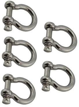 LZZYFPX 5 grilletes de Arco de Acero Inoxidable 304 con Pasador de Tornillo, herrajes de Aparejo de 4 mm, 5 mm, 6 mm, 8 mm y 10 mm, grillete de Remolque for Pulseras de Supervivencia.(8mm)