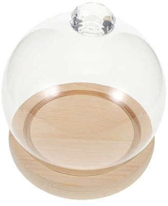 Ciieeo Glass Cover Ornaments Display Dome Case Wood Base for Flower Craft Desktop Decor and Preserved Flower Display