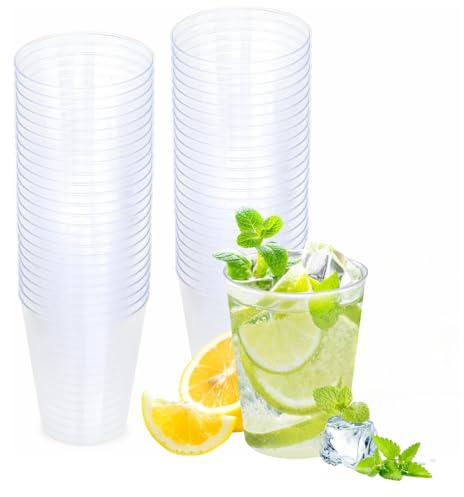 eMKay® Pack of 20 – 10oz Clear Plastic Tumblers | Reusable Hard Plastic Cups for Cocktails, Juice & Desserts | Elegant Party Drinkware for Events, BBQs & Catering