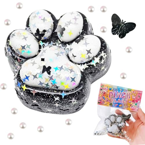Booaee Katttassar Squishy, Katt Paw Squeeze Fufu Squishy Toy, Katttass Klämleksak Stressminskning Fidget Toys Anti-Stressbollar För Tonåringar Vuxna Gåva Svart