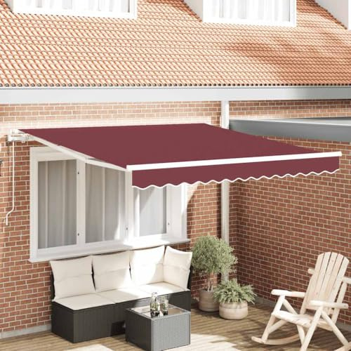 Qnhdfrt Tenda da sole automatica, 300 x 250 cm, colore rosso bordeaux, elettrica, con telecomando, protezione solare per terrazza, balcone, giardino