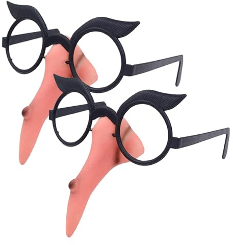 Generisch Neuartige Brille mit Hexennase - 2 Stück Halloween-Hexennasenbrille | Lustige Party Brille | Hexe Make-up Kostüm Requisiten für Halloween, Karneval, Maskerade