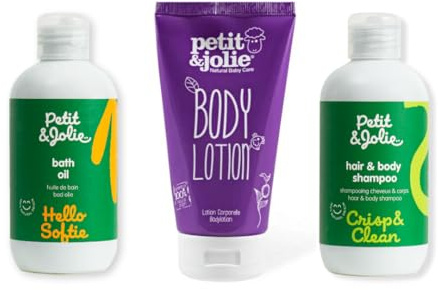 MM Petit&Jolie Baby Care Set – Hair & Body Shampoo 200ml, Bath Oil 200ml & Body Lotion 150ml | Natural Baby Skincare | Gentle, Organic & Nourishing Formula for Sensitive Skin
