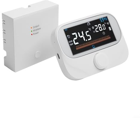 Oniissy Wireless RF Boiler Thermostat, Weather Humidity Display for CELSIUS Fahrenheit Switch Programmable Temperature Controller For Tuya, For House Room Thermostat(WiTH3-WIFI)