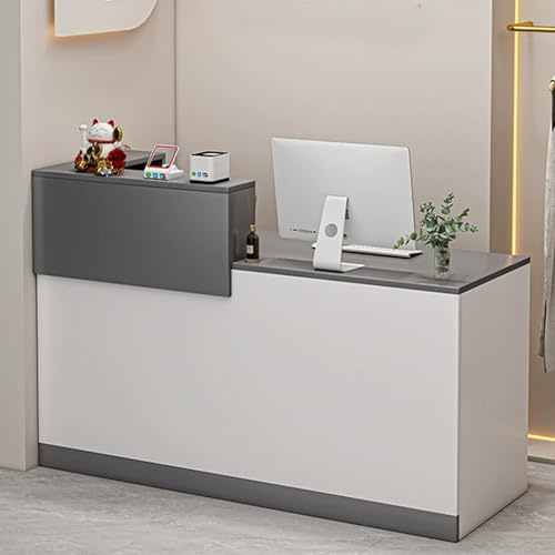 BVCL Empfangstresen aus Holz mit Ablage, einfache Montage for Salon, Spa, Wartezimmer, Kosmetikstudio und Nagelstudio(Gray - Left,100cm)