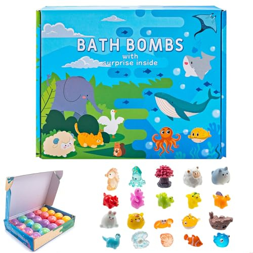 Fizzy Bath Bombs for Kids with Toys,Bath Bombs with Surprise Toy Inside,Palline da bagno bombe da bagno,bombe da bagno per bambini con giocattolo a sorpresa all'interno,Surprise Baff Bombz (20PCS)