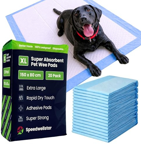 Speedwellstar Extra große Welpen- und Hundetrainingsunterlagen, 150 x 80 cm, 2300 ml, Auslaufsicher, Schnell trocknend & rutschfest, Toiletten- und Trainingspads für Hunde und Haustiere 120 Stück