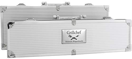 Grillkoffer BBQ Koffer Grillbesteck 5-teilig mit Ihrer individuellen Gravur