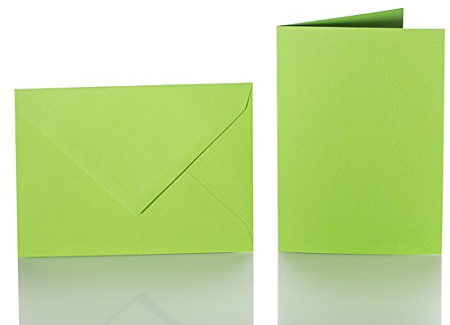 Paper24 Faltkarten Set mit Brief-Umschlägen je (25 Stück in der Farbe Grasgrün) DIN C6 114x162 mm A6 150 x 100 mm