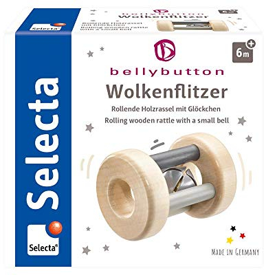 Selecta 64003 Wolkenflitzer, Greifling und Rassel - bellybutton, grau, 7 cm
