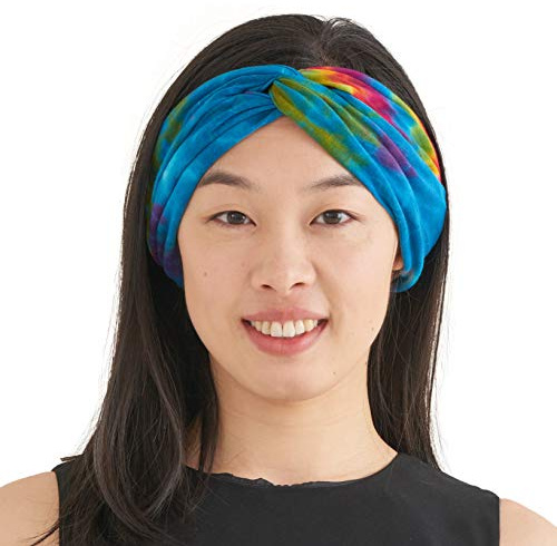 CHARM Tie Dye hårband dam – sommar pannband av damer boho stil svettband och hårtvål hippie, F, En Storlek
