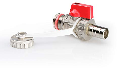 Wärmer System Drain Valve Cock, 1/2 Inch BSP Connection with Garden Hose Plug, Chrome Plated Brass