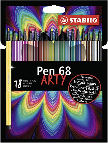 STABILO - Premium-Filzstift - Pen 68 - ARTY - 18er Pack - mit 18 verschiedenen Farben