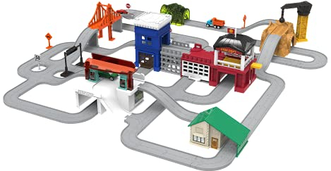 Driven by Battat – Pocket Stadtbau (140-teile) – Stadt Spielset mit Spielzeugfahrzeugen und Gebäuden – Spielzeugauto-Zubehör für Kinder – Pretend Play Spielzeug