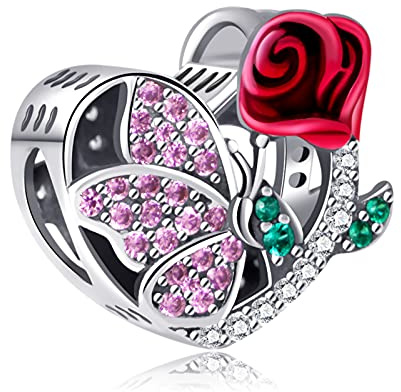NINGAN June-Rose Abalorios Charms Colgantes de Encanto familia eterna Cuentas Plata de Ley 925 con Compatible con Pulsera Pandora & Europeo, Charms para Mujer Niña