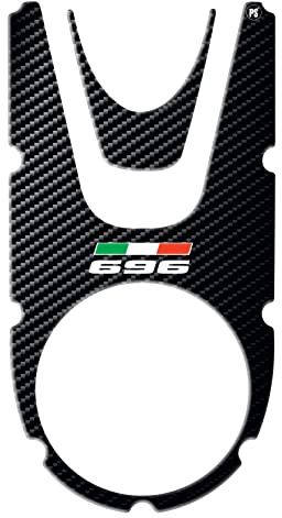 Paraserbatoio.it ADHÉSIF FOURCHES RÉSINE EFFET 3D - Protection de la zone du réservoir et de la clé de contact pour motos compatibles avec DUCATI MONSTER 696 de 2008 à 2014 carbone