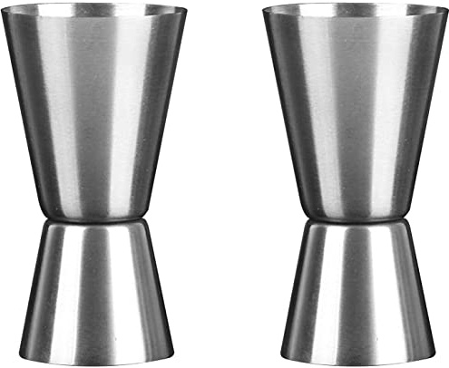 Taza medidora de doble cabeza de acero inoxidable 1 oz/2 oz de estilo japonés de plata cóctel Jigger dispositivo medidora de vino cóctel en capas de taza medidora para restaurante Bar Familia