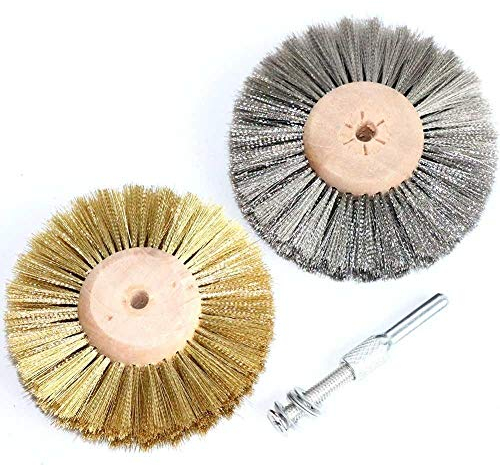 Cepillos Taladro de Alambre,Cepillo de Alambre 2pcs Conjunto de cepillos de rueda de alambre de latón de acero inoxidable de 8pcs de 8 pulgadas for taladro for blanquear el pulido de metales de madera