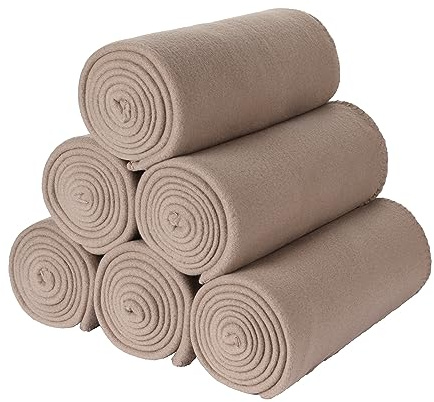Special SG Glory Fleece Throw Blanket Set Bulk for Travel Kids Outdoor Wedding Pet (Camel, Pack of 6 50x60 Inches)