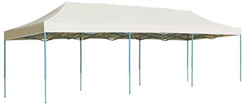 WIFESE Tendone da Giardino Pop-Up Resistente all'acqua 3x9 m Crema Gazebo Pieghevole Resistente ai Raggi UV Padiglione per Esterni Tendone Eventi All'aria Aperta Eventi Sportivi Scolastici Fiere