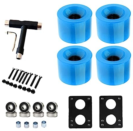 JNJOOD 80A Skateboard- mit Lagern Longboard PU- Cruiser- Street Upgrade, Blau