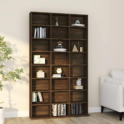 Homgoday CD-Möbel aus brauner Eiche, 102 x 23 x 177,5 cm, mehrschichtiges Holz, platzsparend, Outdoor-Möbel für Balkon, Wohnzimmer, Büro, Schlafzimmer, Badezimmer
