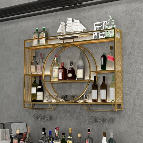 Bouteille Muraux Métalique Étagère À Vin Étagères Polyvalentes En Métal Pour Bar Casier À Vin En Fer Pour Cave Porte Bouteille Muraux Industriels Pour Cuisine,Cave À Vin ( Color : Gold , Size : 120*15