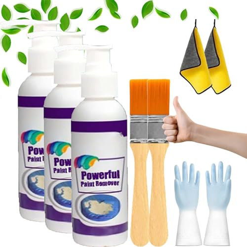 Gienslru Powerful Paint Remover, Paint Remover for Metal Surfaces, Paint Remover from Wood, for Paint Removal on Steel Panels, Security Doors, Hardware, and Other Surfaces (3pcs)