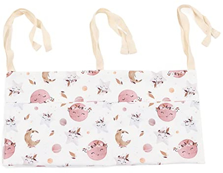 Hängender Kinderbett-Organizer Mit Zwei Taschen Für Babybetten Und Spielzeug, Bedruckt, Verstellbare Träger, Baumwolle, Babybett-Aufbewahrung, Hängetasche, Windel-Organizer(Star)
