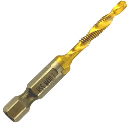 Rennie Tools - M4 x 0.7 Combination Drill and Tap Bit, 1/4 Hex Shank. Metric Coarse Titanium Coated HSS Spiral Flute Drilling Tapping Tool. 4mm x 0.7mm Pitch Drill Bit.