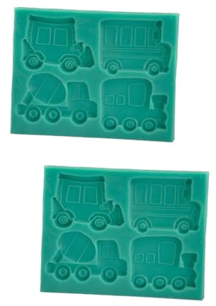 MAGICLULU 2pcs DIY Cake Decorating Tools Silicone Cake Molds Car Bus Designs Non-Stick Easy to Clean for Baking Candy Pudding