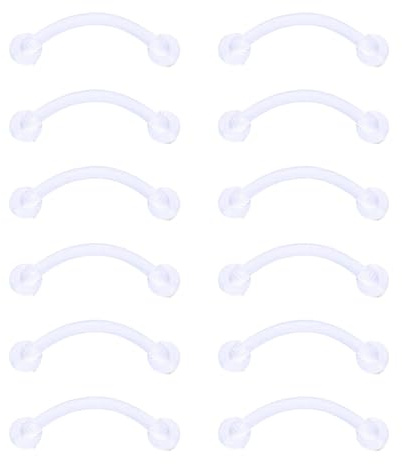 Besyvvin 12er Plastik Piercing Lippe Nase Augenbrauen Helix Ring 1,2mm 1,6mm Curved Barbell Fleixbel Acryl Kunststoff Piercing