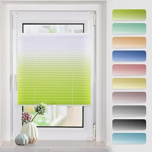 Plissee mit Farbeverlauf 85x130cm(BxH) Blau-Weiß plissees klemmfix ohne Bohen Blickdicht Faltrollo Lichtdurchlässig