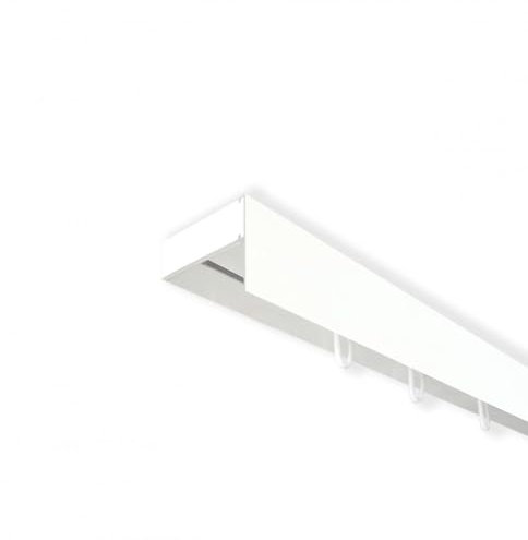 SN Deco - Vorhangschiene SH Set 1-läufig, Gardinenschiene, vorgebohrt, m. Blende 5cm, Komplettes Zubehör und Röllchen (Schiene weiß, Blende weiß, 150 cm)