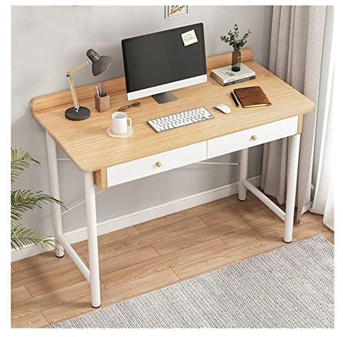 Mesa Ordenador Escritorio moderno for PC de sobremesa, escritorio for ordenador portátil con cajones de almacenamiento dobles, estación de escritura for oficina en casa con soporte estable en forma de