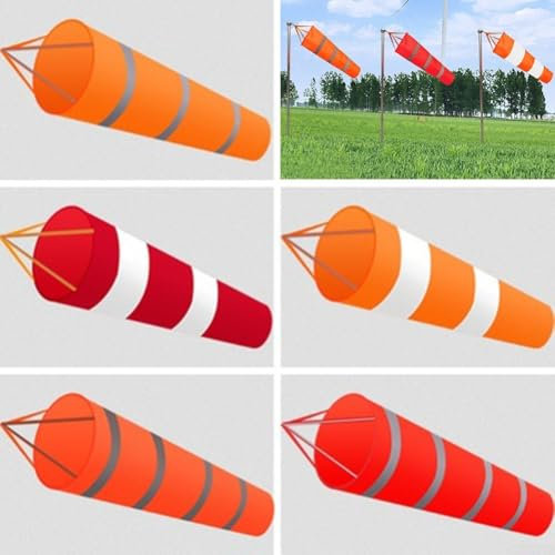 Windsack mit roten reflektierenden Bändern, rot+weiß, geeignet für verschiedene Branchen (100 cm)